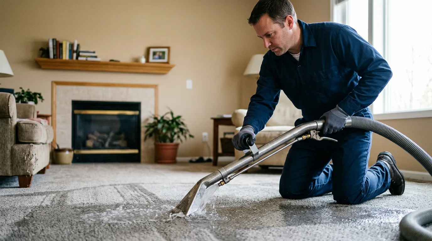 Water damage restoration technician working near Gillett, PA